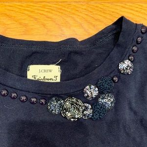 J. Crew Embellished navy t-shirt Sz s